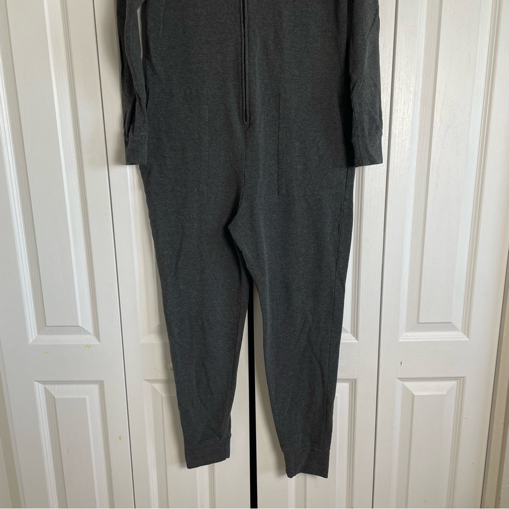 Smash + Tess Long Sleeve Hooded Jumpsuit Women’s M Charcoal Gray Zip Super Soft - Picture 5 of 15